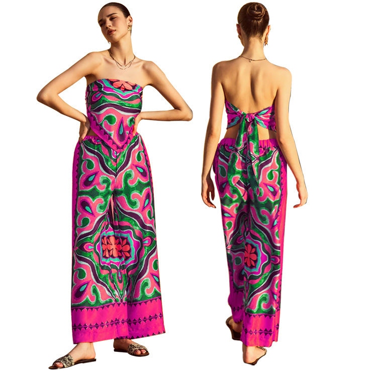 Printed Tube top Suit