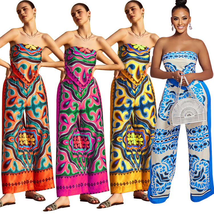 Printed Tube top Suit