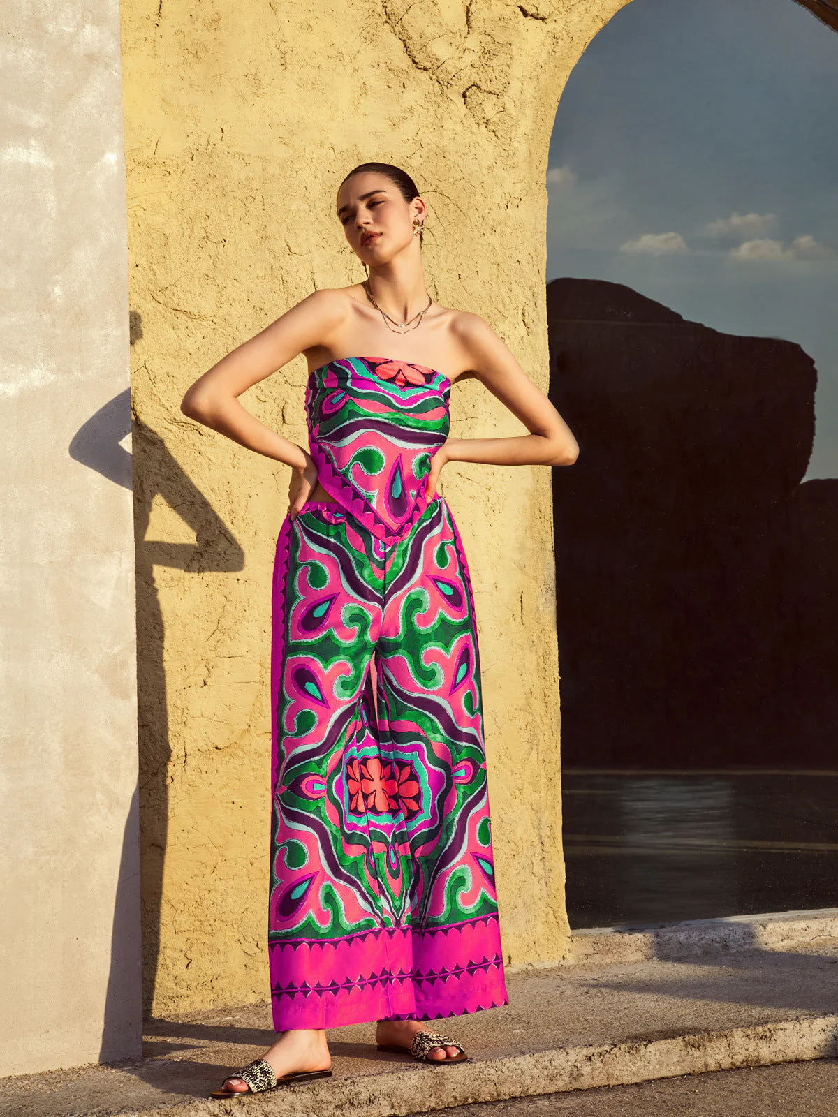 Printed Tube top Suit