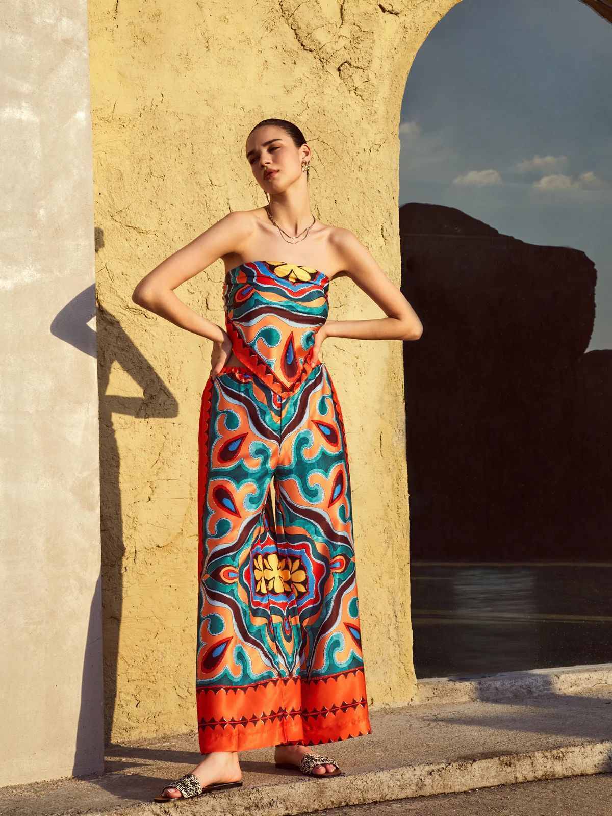 Printed Tube top Suit