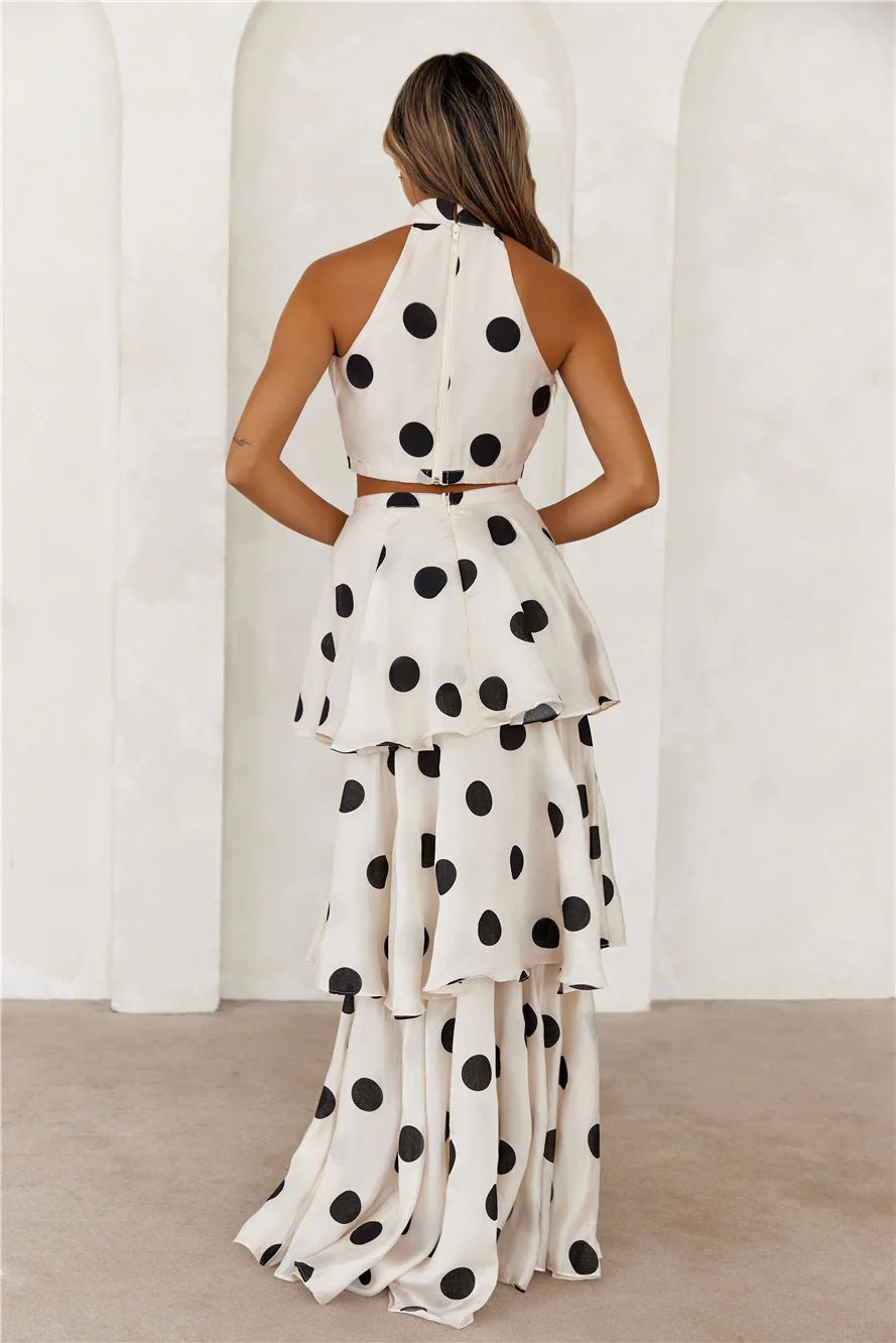 Polka dot 2 piece skirt set