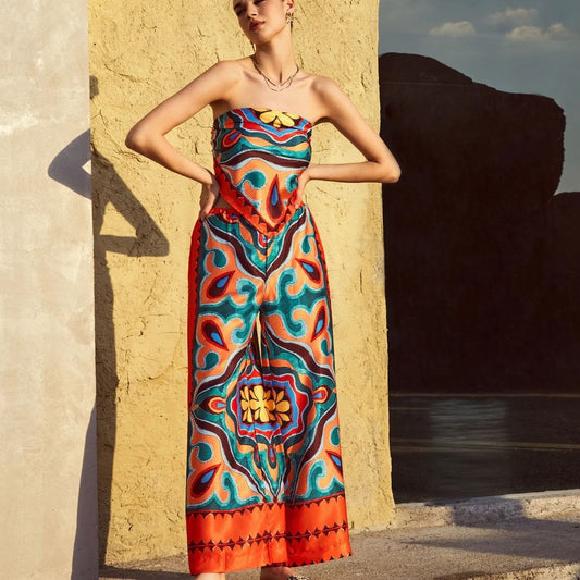 Printed Tube top Suit